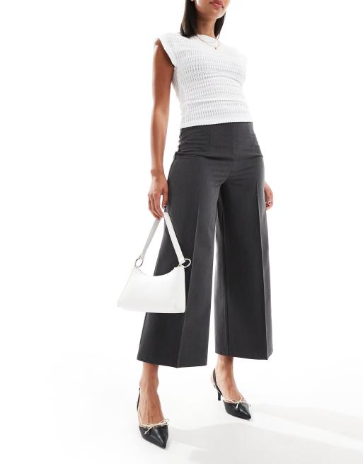 ASOS DESIGN - Pantaloni culotte sartoriali color antracite