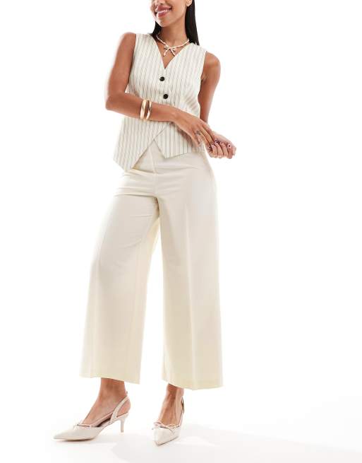 ASOS DESIGN - Pantaloni culotte sartoriali color crema