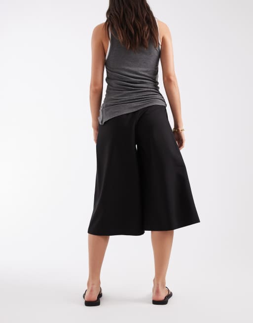 ASOS DESIGN - Pantaloni culotte sartoriali in misto lino neri , 3 di 5