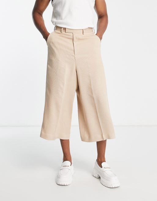 ASOS DESIGN - Pantaloni culotte super ampi eleganti color pietra plissé, 4 di 4