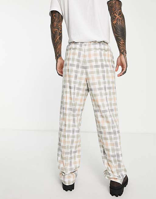 Pantaloni da abito a fondo ampio a quadri color block pastello Asos Uomo Abbigliamento Pantaloni e jeans Pantaloni Pantaloni a zampa 