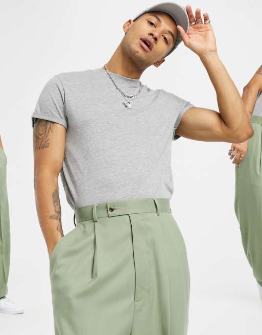 ASOS DESIGN - Pantaloni da abito a palloncino vita alta in twill kaki, 3 di 4
