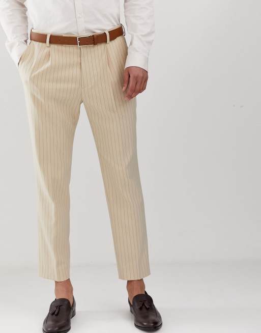 ASOS DESIGN - Abito skinny crema gessato, 3 di 4
