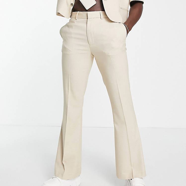 Asos Uomo Abbigliamento Pantaloni e jeans Pantaloni Pantaloni a zampa Pantaloni da abito a fondo ampio color ruggine con micro texture 