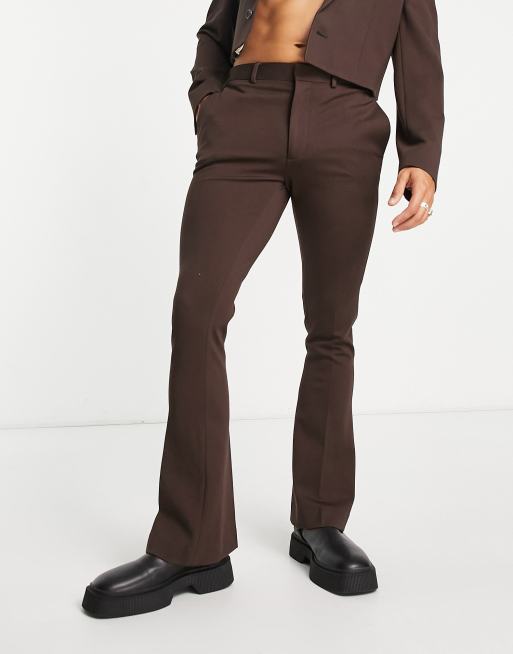 ASOS DESIGN - Pantaloni da abito a zampa larghi marrone cioccolato