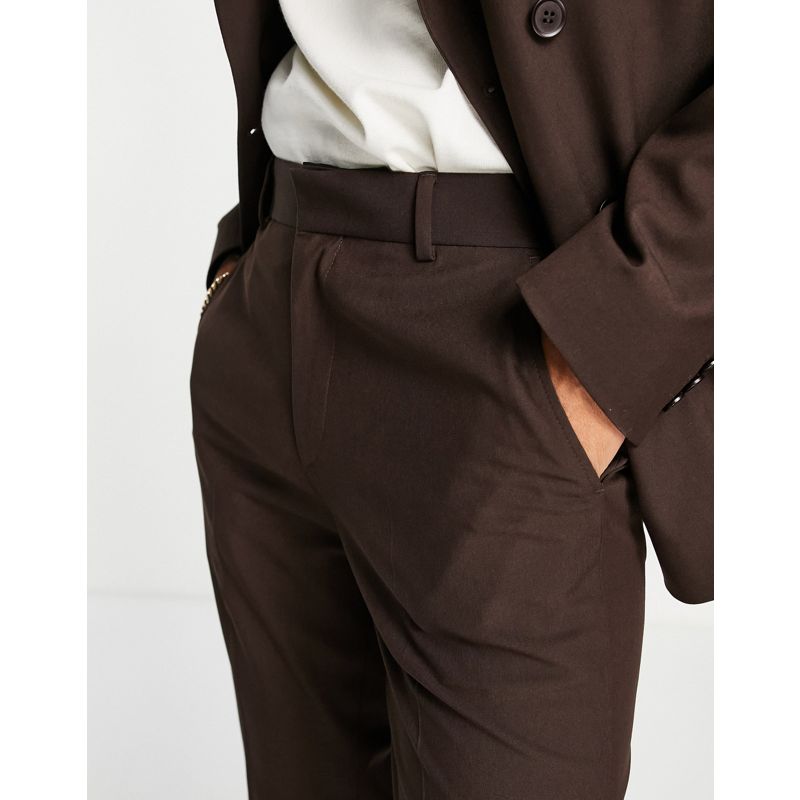Pantaloni da abito Uomo DESIGN - Pantaloni da abito a zampa marrone cioccolato