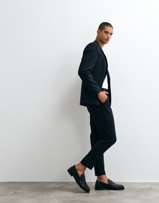 ASOS DESIGN - Pantaloni da abito affusolati color blu navy, 3 di 5