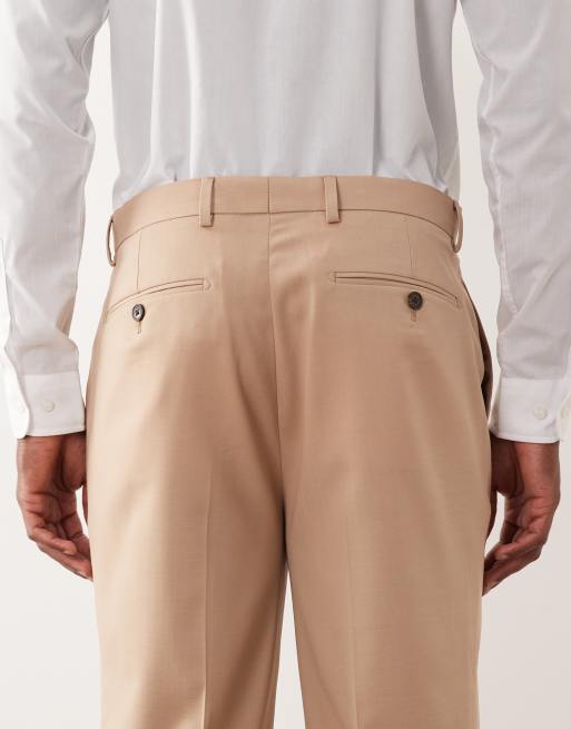 ASOS DESIGN - Pantaloni da abito affusolati in 100% lana estiva beige, 5 di 5