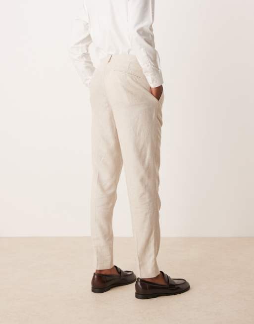 ASOS DESIGN - Pantaloni da abito affusolati in misto lino, 4 di 5
