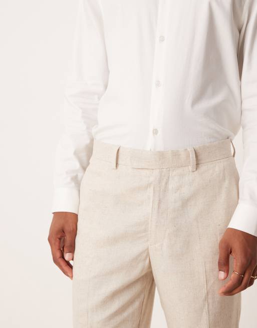 ASOS DESIGN - Pantaloni da abito affusolati in misto lino, 5 di 5