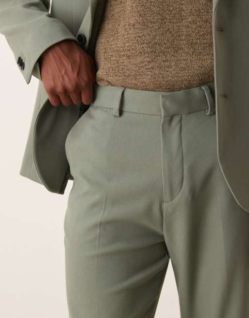 ASOS DESIGN - Pantaloni da abito affusolati in twill verdi, 3 di 5