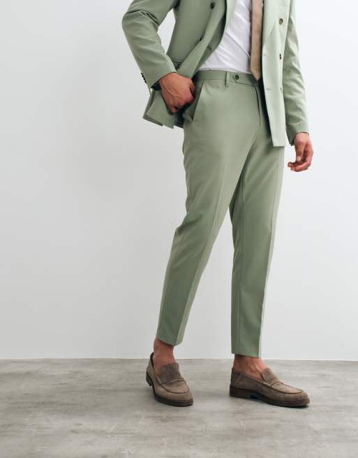 ASOS DESIGN - Pantaloni da abito affusolati verde salvia, 2 di 5
