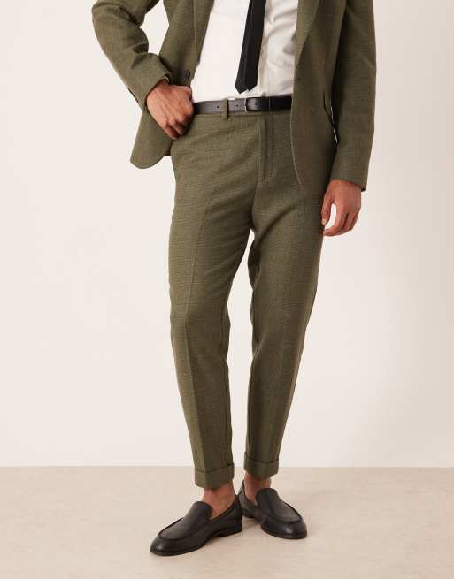 ASOS DESIGN - Pantaloni da abito affusolati verde scuro a quadri, 2 di 5
