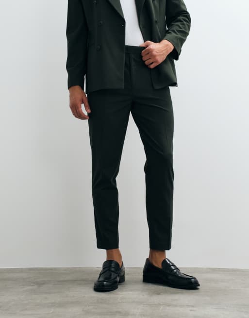 ASOS DESIGN - Pantaloni da abito affusolati verde scuro, 2 di 5