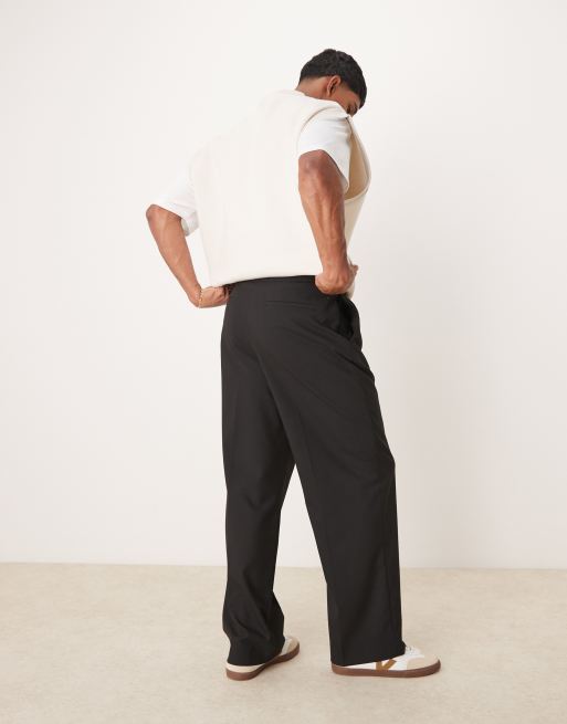 ASOS DESIGN Pantaloni da abito alla caviglia neri a fondo ampio