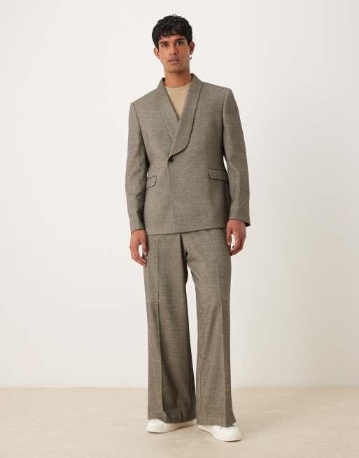 ASOS DESIGN - Pantaloni da abito ampi grigi con motivo a spina di pesce, 2 di 5