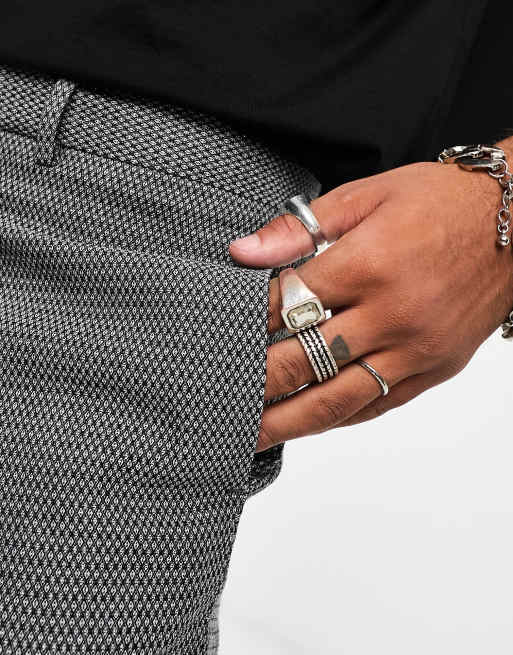 ASOS DESIGN - Pantaloni da abito argento testurizzati con design a zampa pronunciato , 2 di 4