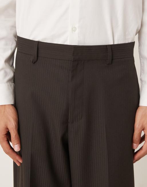 ASOS DESIGN - Pantaloni da abito bombati marrone gessato tono su tono, 4 di 5