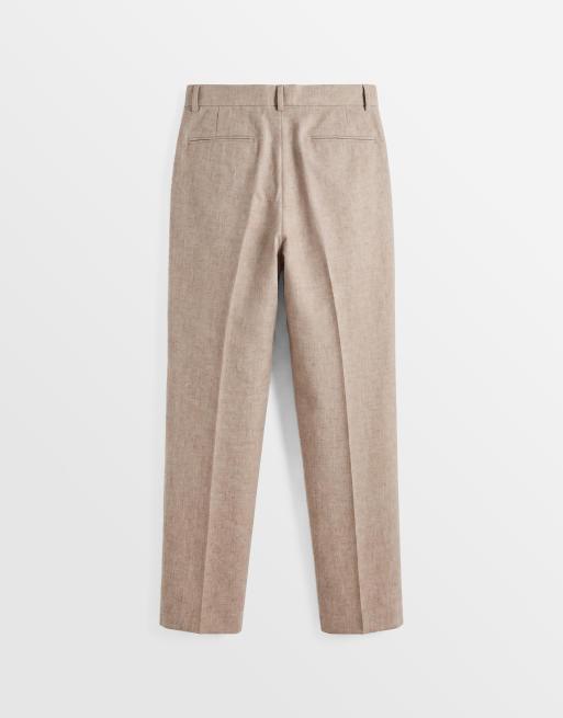 ASOS DESIGN - Pantaloni da abito comodi in misto lino color pietra, 7 di 9