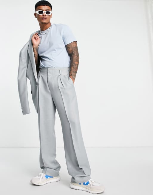Pantaloni da abito con fondo ampio colore lucido Asos Uomo Abbigliamento Pantaloni e jeans Pantaloni Pantaloni a zampa 