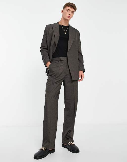 ASOS DESIGN - Pantaloni da abito con fondo ampio marroni