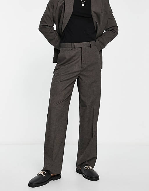 Pantaloni da abito con fondo ampio marroni Asos Uomo Abbigliamento Pantaloni e jeans Pantaloni Pantaloni a zampa 