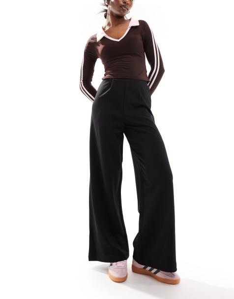 Pantaloni neri da donna eleganti 46 pantaloni da donna in lino con vita  alta e gamba larga, coulisse, casual, larghi, alla caviglia, con tasche,  pantaloni da palestra, da donna, da jogging, da