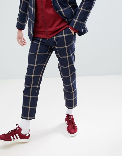 ASOS DESIGN - Abito skinny in seersucker blu navy a quadri grandi, 2 di 2