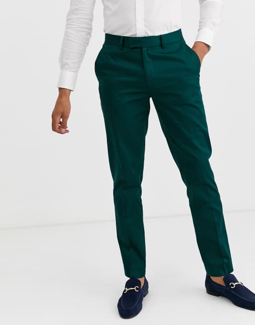 ASOS DESIGN - Abito da matrimonio skinny in cotone verde bosco, 3 di 3