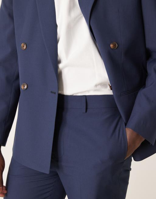 ASOS DESIGN - Pantaloni da abito dritti blu navy, 4 di 5