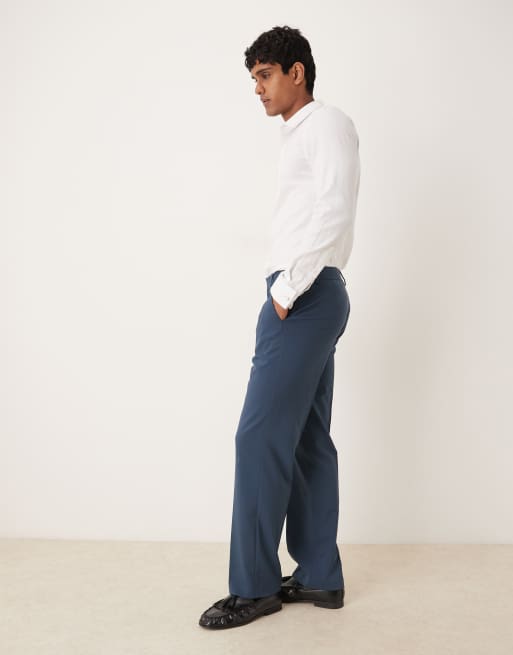 ASOS DESIGN - Pantaloni da abito dritti blu navy, 3 di 5