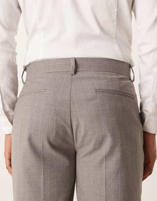 ASOS DESIGN - Pantaloni da abito dritti color grigio chiaro gessato, 4 di 5