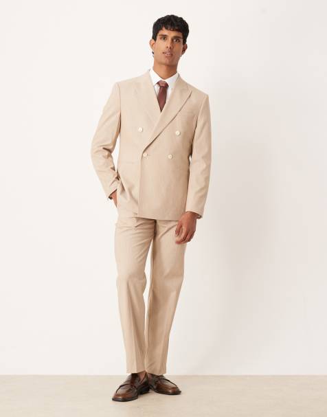 ASOS DESIGN - Pantaloni da abito dritti color pietra gessato mélange - view 1