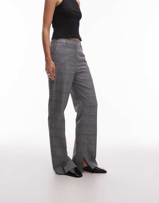 ASOS DESIGN - Pantaloni da abito dritti comodi sartoriali a vita alta monocromatici a quadri, 2 di 4