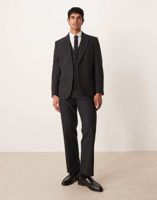ASOS DESIGN - Pantaloni da abito dritti effetto lana color antracite, 2 di 4
