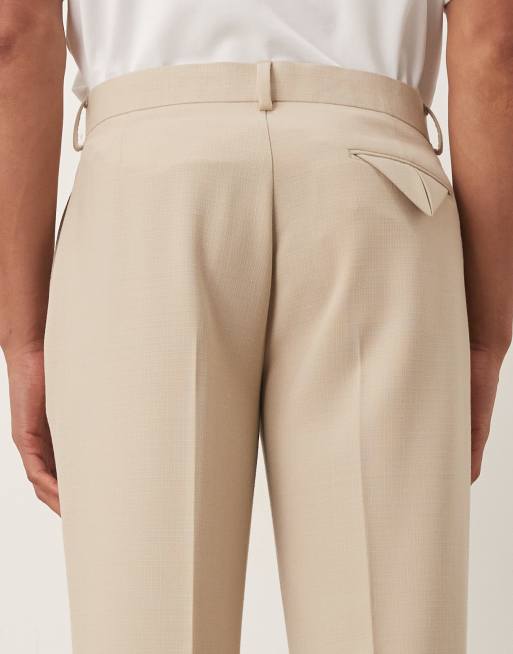 ASOS DESIGN - Pantaloni da abito dritti in misto lino color pietra , 5 di 5