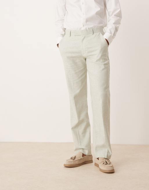 ASOS DESIGN - Pantaloni da abito dritti in misto lino verde menta, 2 di 5