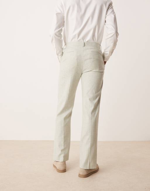 ASOS DESIGN - Pantaloni da abito dritti in misto lino verde menta, 4 di 5