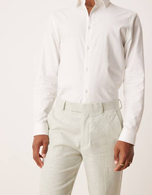 ASOS DESIGN - Pantaloni da abito dritti in misto lino verde menta, 5 di 5
