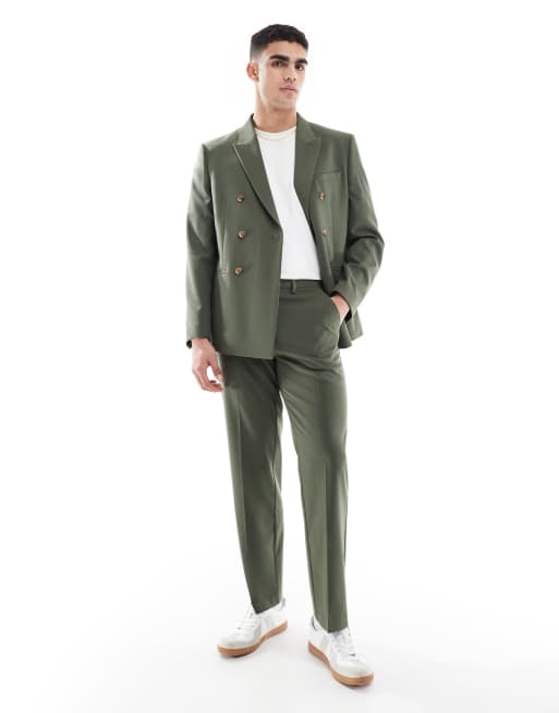 ASOS DESIGN - Pantaloni da abito dritti verde scuro, 2 di 5
