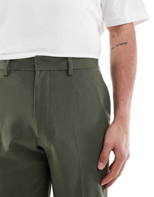 ASOS DESIGN - Pantaloni da abito dritti verde scuro, 3 di 5