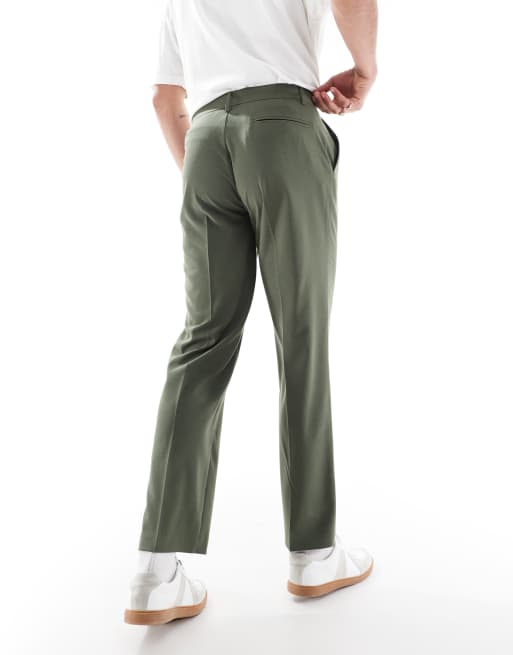 ASOS DESIGN - Pantaloni da abito dritti verde scuro, 4 di 5