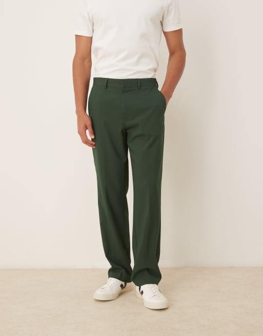 ASOS DESIGN - Pantaloni da abito dritti verde scuro, 2 di 5