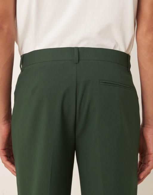 ASOS DESIGN - Pantaloni da abito dritti verde scuro, 4 di 5