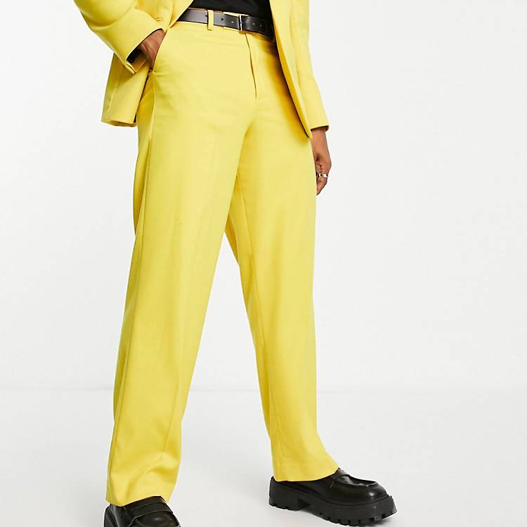 Asos Uomo Abbigliamento Pantaloni e jeans Pantaloni Pantaloni a zampa Pantaloni da abito gialli con fondo ampio 