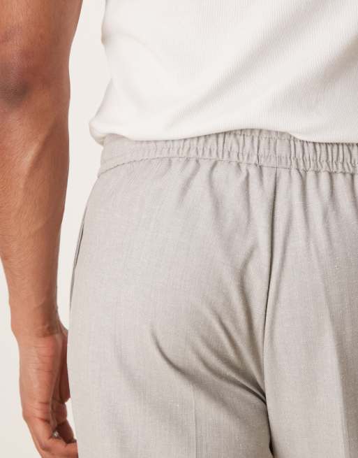 ASOS DESIGN - Pantaloni da abito grigi testurizzati in misto lino, 4 di 5