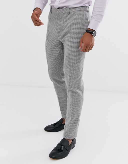 ASOS DESIGN wedding - Abito super skinny grigio con micro motivo pied de poule, 2 di 3