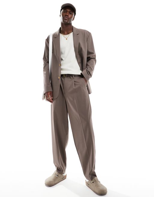 ASOS DESIGN - Pantaloni da abito oversize affusolati color visone