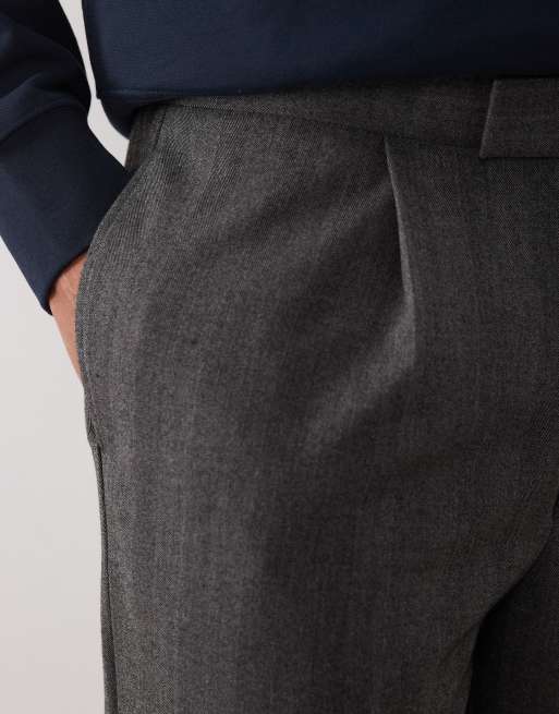 ASOS DESIGN - Pantaloni da abito oversize affusolati grigi con motivo a spina di pesce, 5 di 5