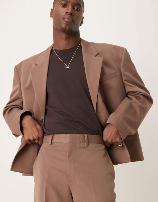 ASOS DESIGN - Pantaloni da abito oversize affusolati marroni, 3 di 5